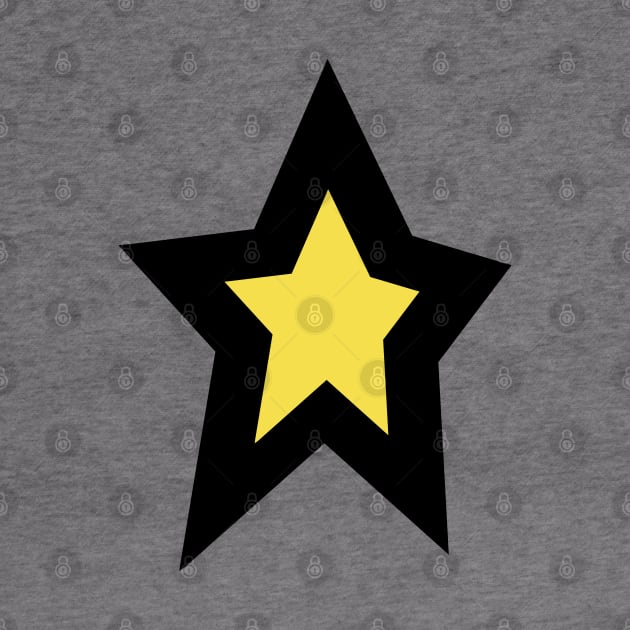 Yellow Star Thick Black Line by ellenhenryart